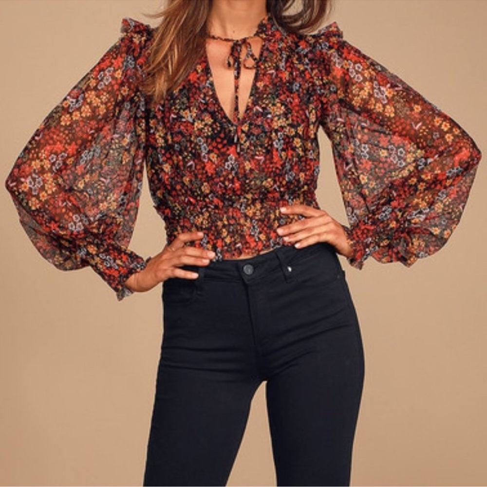 Free People Twyla floral sheer blouse